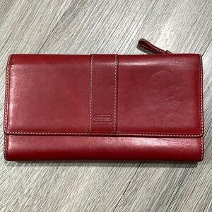 Coach Hamiltonian Trifold Red Leather Wallet